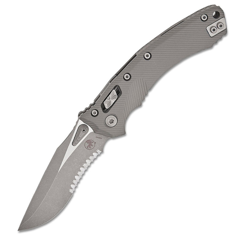 Microtech Amphibian RAM-LOK S/E Fluted Natural Clear Apocalyptic Part Serrated 137RL-11 APFLNC